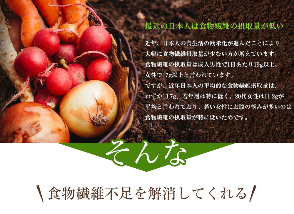 最近の日本人は食物繊維の摂取量が低い